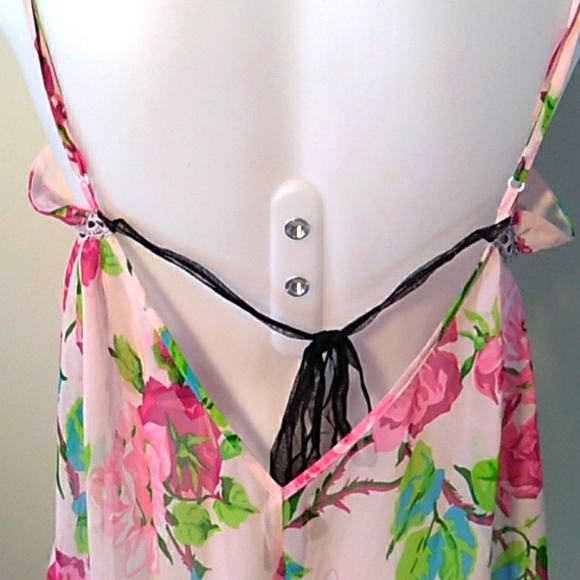 Pretty Floral Chemise Nightie Lingerie V Back, Ruffle Hem. SEXY! - Picture 8 of 13